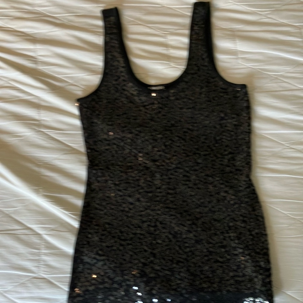 Black Sequin Sleeveless Top